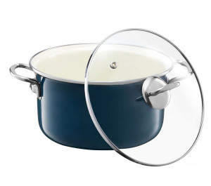 Oala emailata cu capac 18cm, 2L, turcoaz, Optimum - Img 2