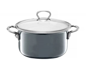 Oala emailata cu capac 20cm, 2.6L, gri, Optimum - Img 4