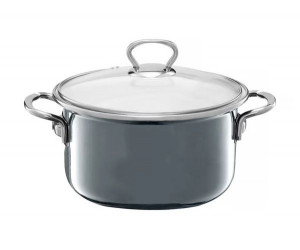 Oala emailata cu capac 24cm, 4.8L, gri, Optimum - Img 1