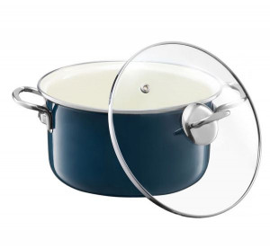 Oala emailata cu capac 24cm, 4.8L, turcoaz, Optimum - Img 3