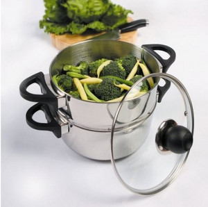 Oala inox cu capac si steamer 20cm, 3 piese, Vikos - Img 3
