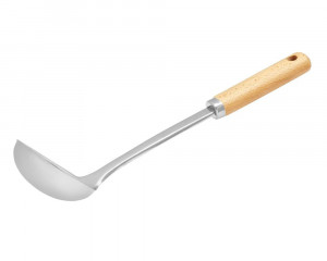 Polonic inox cu maner din lemn 30cm, Natural - Img 2