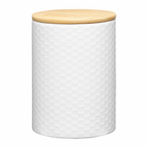 Recipient depozitare cu capac din bambus 1.11L, model stup, alb, Tuvo