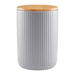 Recipient depozitare cu capac din bambus 850ml, gri, Curly