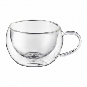 Cana Mia cu design minimalist, fabricata din sticla termorezistenta si dotata cu dubla stratificare