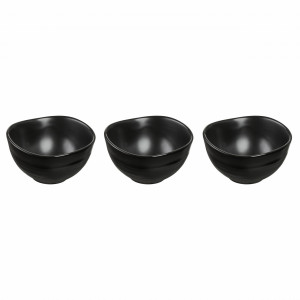 Set 3 boluri 8.25cm, model relief, negru, Salsa