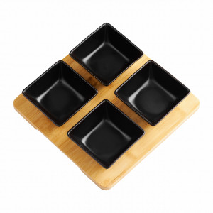 Set boluri patrate, 5 piese, negru, Natural