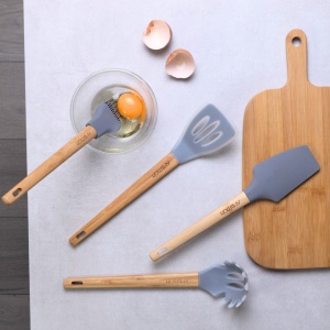 Spatula perforata cu maner bambus, Nordic - Img 4