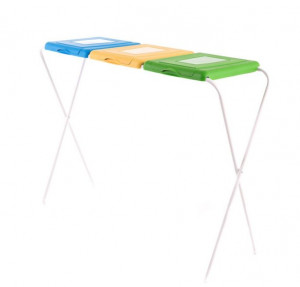 Suport saci menajeri, colectare selectiva, 3 compartimente, verde-galben-albastru, Flipo