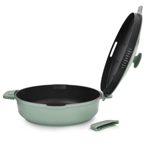 Tigaie adanca cu capac 28cm, 3.9L, invelis Qualum Basic, Fern - Img 3