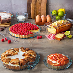 Vas termorezistent copt tarta 27x27x4cm, 1.4L, Glass Bakeware - Img 3