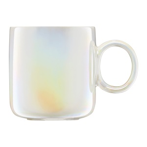 Cana portelan 360ml, design metalic, alb, Pearl - Img 1