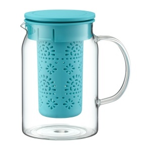 Ceainic sticla cu infuzor plastic 1L, turcoaz, Nordic