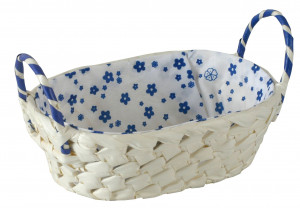 Cos oval cu manere captusit cu material 20x14x6cm, mix culori, Palma