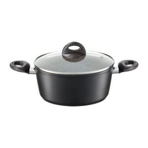 Oala cu capac 20cm, 2.3L, invelis Qualum Basic Stone Edition, Arras