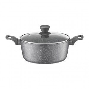 Oala cu capac 24cm, 4.1L, invelis Qualum Basic Stone Edition, Silverstone