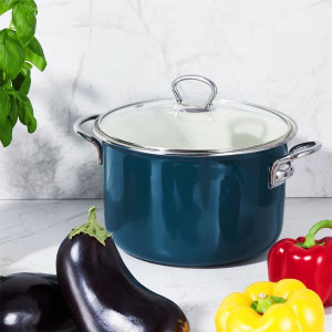 Oala emailata cu capac 16cm, 1.3L, turcoaz, Optimum - Img 3