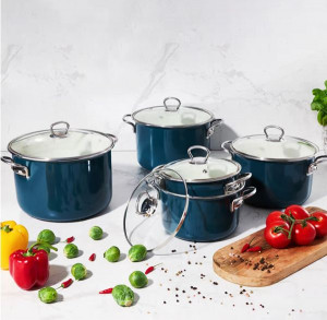 Oala emailata cu capac 18cm, 2L, turcoaz, Optimum - Img 3