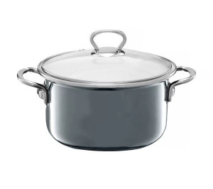 Oala emailata cu capac 22cm, 3.6L, gri, Optimum - Img 2
