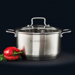 Oala inox cu capac 22cm, 3.5L, Hugo - Img 2