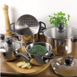 Oala inox cu capac si steamer 20cm, 3 piese, Vikos - Img 4