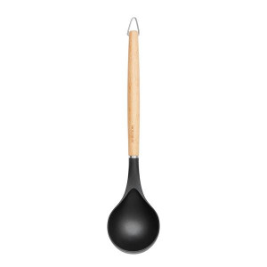 Polonic cu maner din lemn, plastic gri, Natural