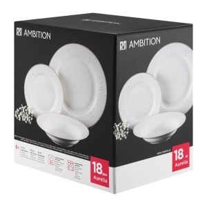 Cadru ce prezinta cutia originala Ambition, in care vin ambalate cele 18 piese din gama Aurelia