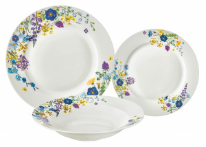 Gama Fiori, Ambition: 6 x farfurie plata de 27 cm, 6 x farfurie adanca de 23 cm, 6 x farfurie desert de 19 cm