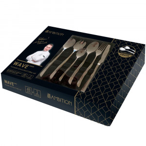Set tacamuri inox, 50 piese, 12 persoane, ambalate in cutie cadou, Wave - Img 4