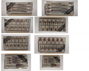 Set tacamuri inox servire desert, mix modele, Pret set - Img 1