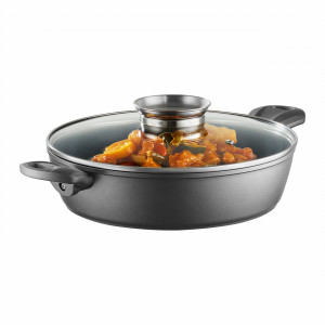 Tigaie adanca cu capac 28cm, 3.7L, sistem Aroma Knob, invelis Qualum Ceramic, Verso - Img 2