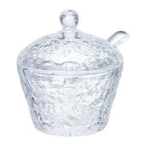 Zaharnita sticla cu capac si lingurita plastic 10cm, Nuvia