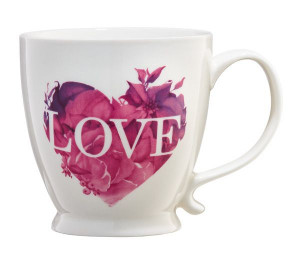 Cana cu talpa 480ml, inima roz, Love Letters