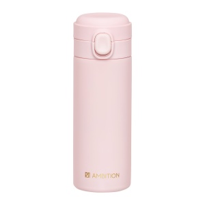 Cana termos 350ml, buton de siguranta, roz, Alice