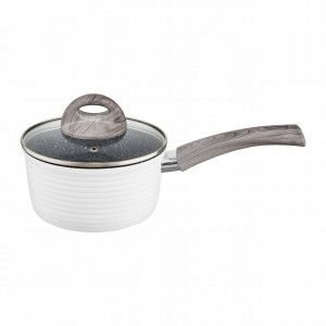 Cratita cu capac 16cm, 1.5L, invelis Qualum Basic Stone Edition, Wavy