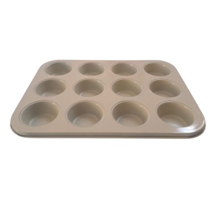 Forma briose 12 portii, auriu, invelis ceramic bej