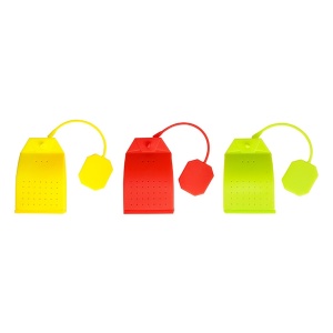 Infuzor din silicon pt ceai model pliculet de ceai, mix culori, Juicy - disponibil in display 24 buc, Pret buc, cantitate minima de comanda 24 buc