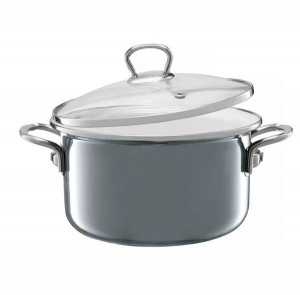 Oala emailata cu capac 16cm, 1.3L, gri, Optimum - Img 2