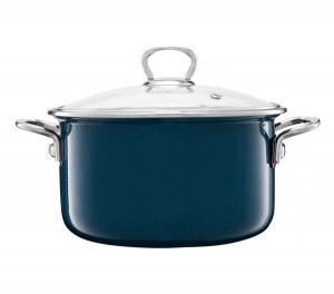 Oala emailata cu capac 18cm, 2L, turcoaz, Optimum