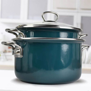 Oala emailata cu capac 18cm, 2L, turcoaz, Optimum - Img 4