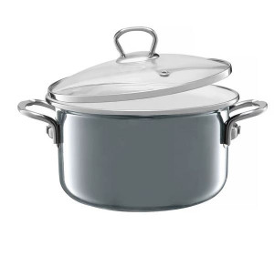 Oala emailata cu capac 22cm, 3.6L, gri, Optimum - Img 3