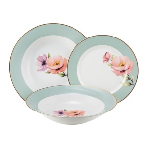 Serviciu de masa, 18 piese, 6 persoane, Flores