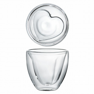 Set 2 pahare termorezistente 250ml, model inima, Mia