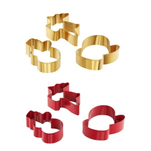 Set 3 forme fursecuri / biscuiti / turta dulce, model: manusa, om de zapada, ren, mix modele si culori, Noel - disponibil in display 16 buc, Pret buc, cantitate minima de comanda 16 buc
