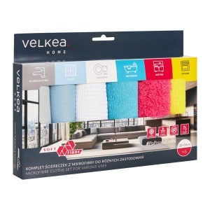 Set 6 lavete universale, microfibra, 30 x 30 cm, Velkea