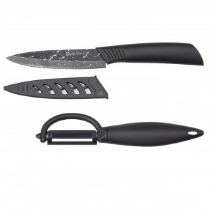 Set cutite, 2 piese, include curatator legume, negru, Skiv