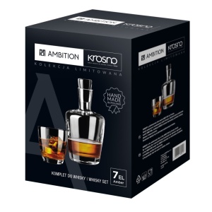 Set servire whisky, 7 piese, carafa 1L si 6 pahare 370ml, Amber - Img 4