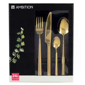 Set tacamuri inox, 24 piese, 6 persoane, auriu, Como Gold - Img 4