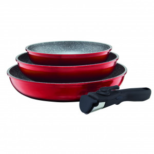 Set tigai cu maner detasabil, 4 piese, invelis Qualum Basic Stone Edition, Jasper