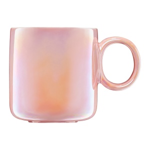 Cana portelan 360ml, design metalic, roz, Pearl - Img 1